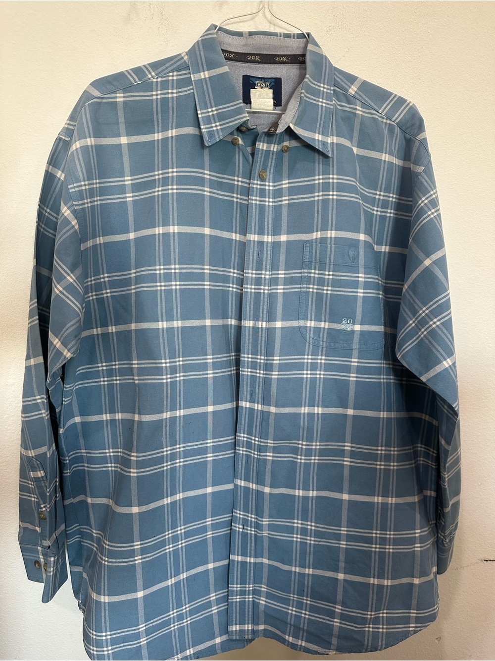 Men's Casual Blue Plaid Button-Down Shirt